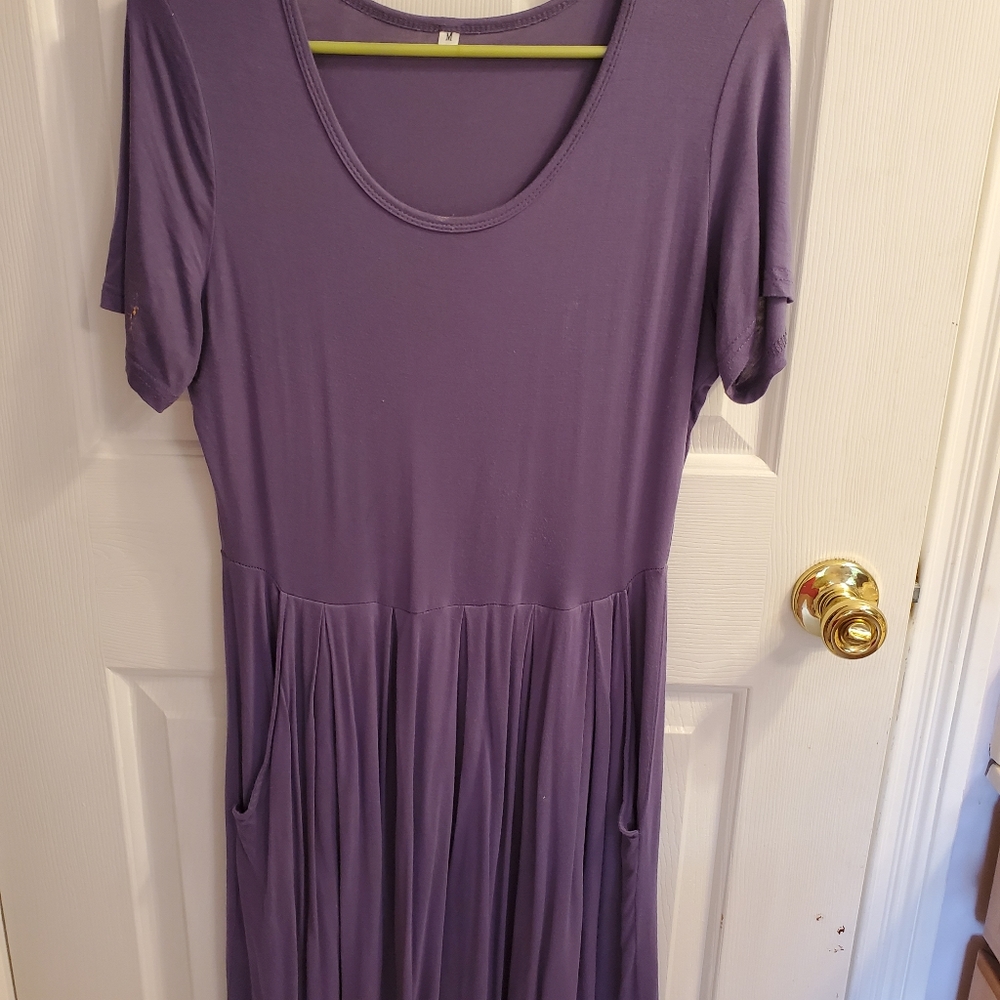 Purple jersey dress with pockets